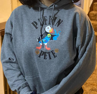 "Puffin Pete" grey hooded-sweatshirt